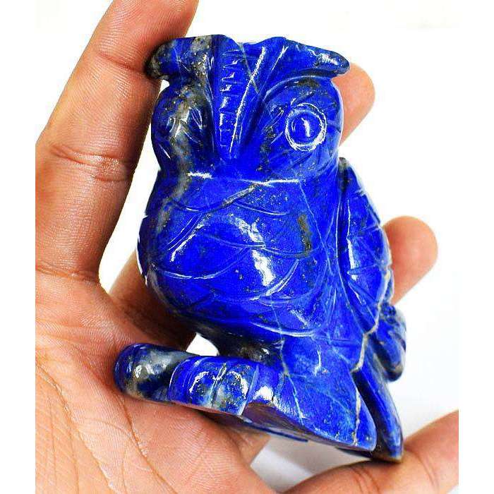 gemsmore:Exclusive Blue Lapis Lazuli Carved Owl - Artisian