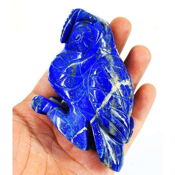 gemsmore:Exclusive Blue Lapis Lazuli Carved Owl - Artisian