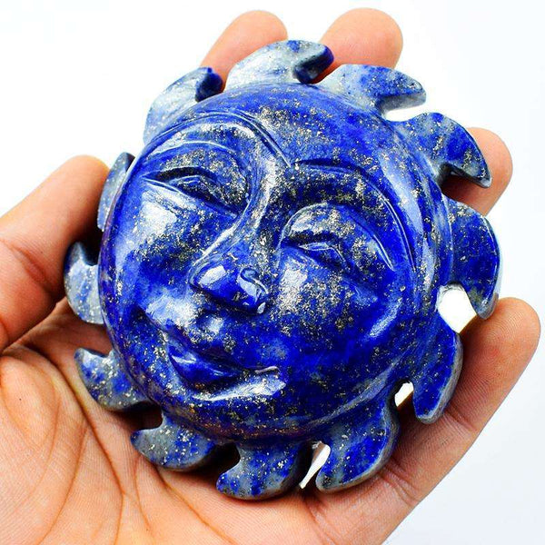 gemsmore:Exclusive Blue Lapis Lazuli Carved Sun Face