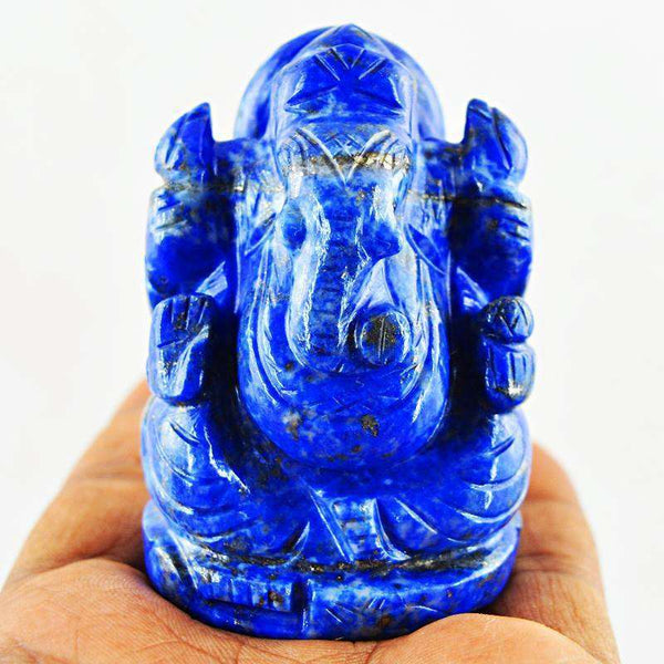 gemsmore:Exclusive Blue Lapis Lazuli Hand Carved Ganesha Idol