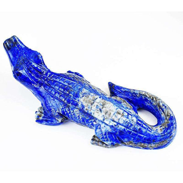 gemsmore:Exclusive Blue Lapis Lazuli Single Stone Carved Crocodile