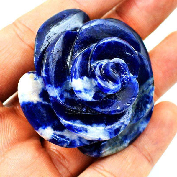gemsmore:Exclusive Blue Sodalite Hand Carved Rose