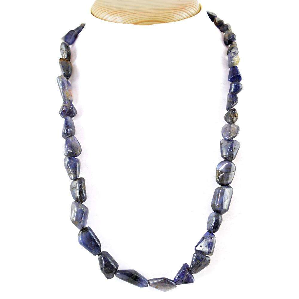 gemsmore:Exclusive Blue Tanzanite Beads Necklace Natural Single Strand Untreated Beads