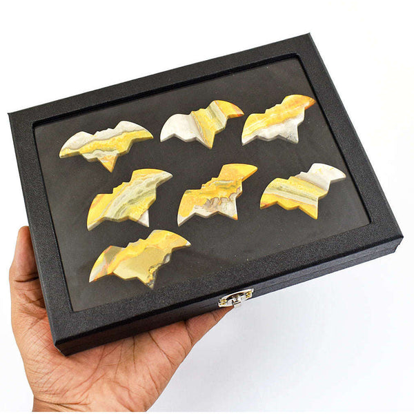 gemsmore:Exclusive Bumble Bee Jasper Carved Bat Lot