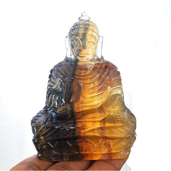 gemsmore:Exclusive Carved Multicolor Fluorite Lord Buddha Idol