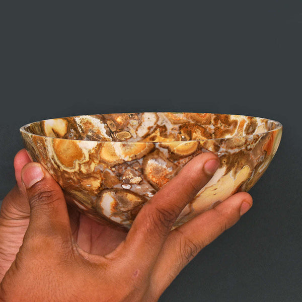 gemsmore:Exclusive Cobra Jasper Hand Carved Genuine Crystal Gemstone Carving Bowl