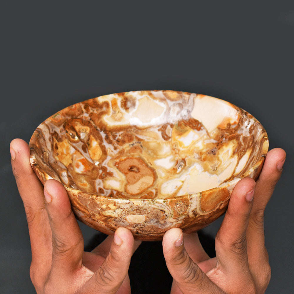 gemsmore:Exclusive Cobra Jasper Hand Carved Genuine Crystal Gemstone Carving Bowl