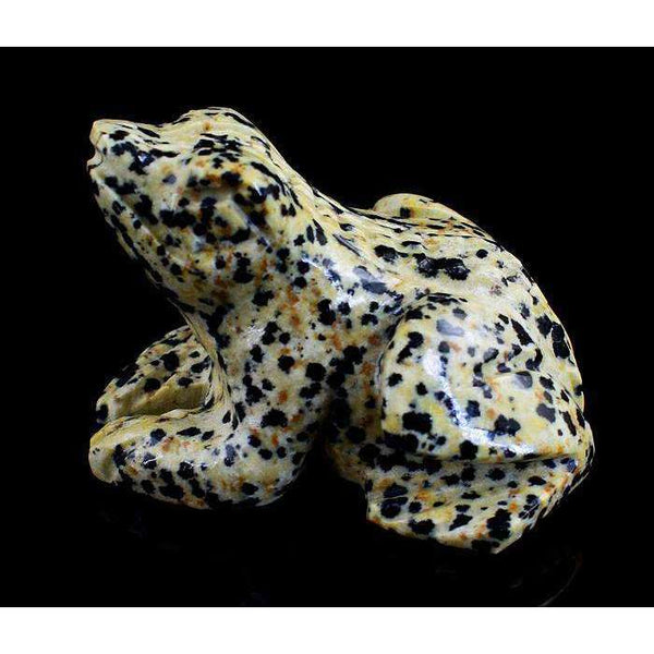 gemsmore:Exclusive Dalmatian Jasper Hand Carved Frog