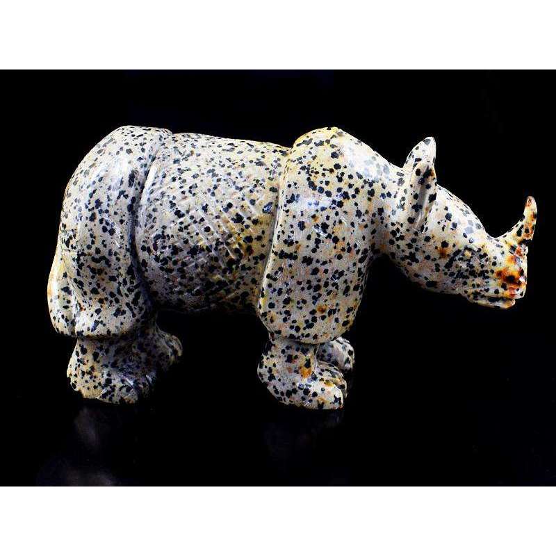 gemsmore:Exclusive Dalmation Jasper Hand Carved Rhino