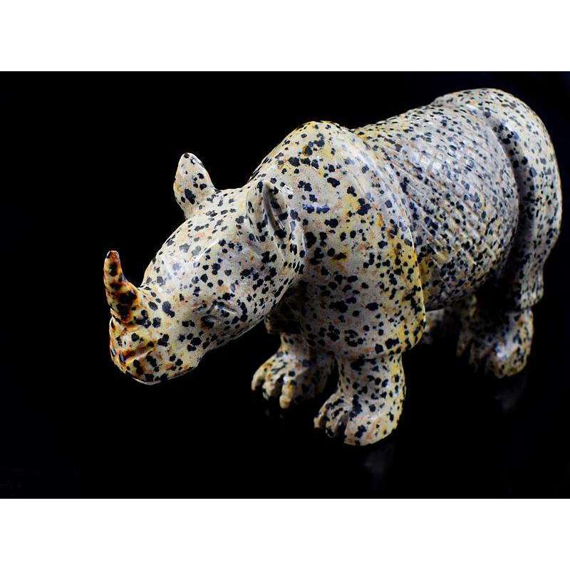 gemsmore:Exclusive Dalmation Jasper Hand Carved Rhino