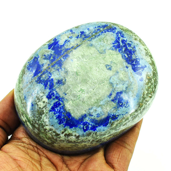 gemsmore:Exclusive Denim Blue Lapis Lazuli  Hand Carved Genuine Crystal Gemstone Carving Cabochon
