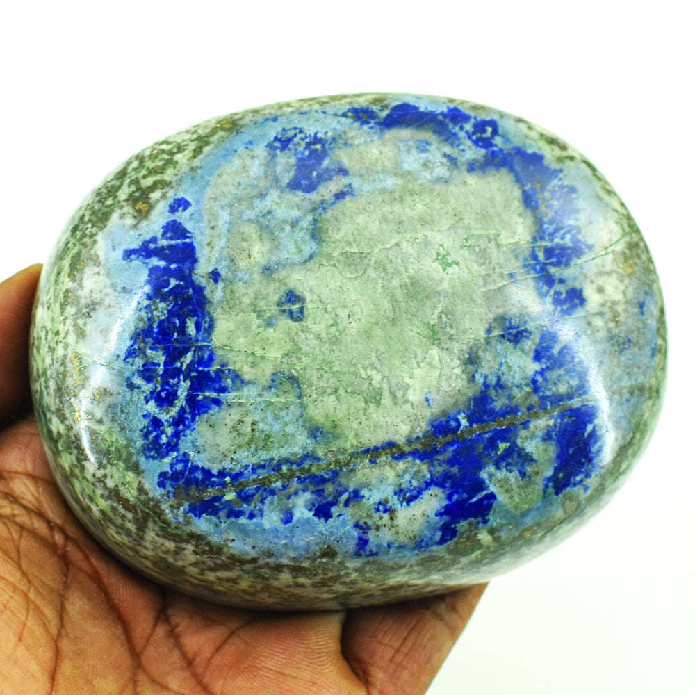 gemsmore:Exclusive Denim Blue Lapis Lazuli  Hand Carved Genuine Crystal Gemstone Carving Cabochon