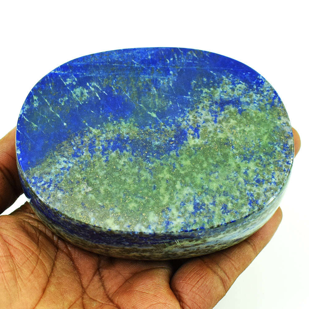 gemsmore:Exclusive Denim Blue Lapis Lazuli  Hand Carved Genuine Crystal Gemstone Carving Cabochon