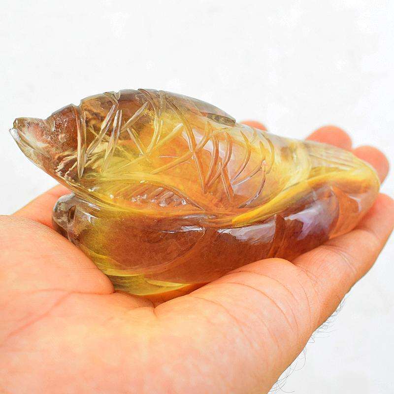 gemsmore:Exclusive Fluorite Finely Hand Carved Fish Gem