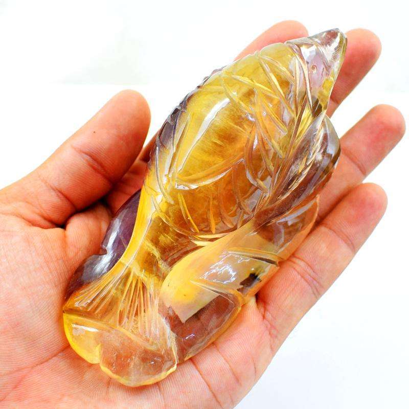 gemsmore:Exclusive Fluorite Finely Hand Carved Fish Gem