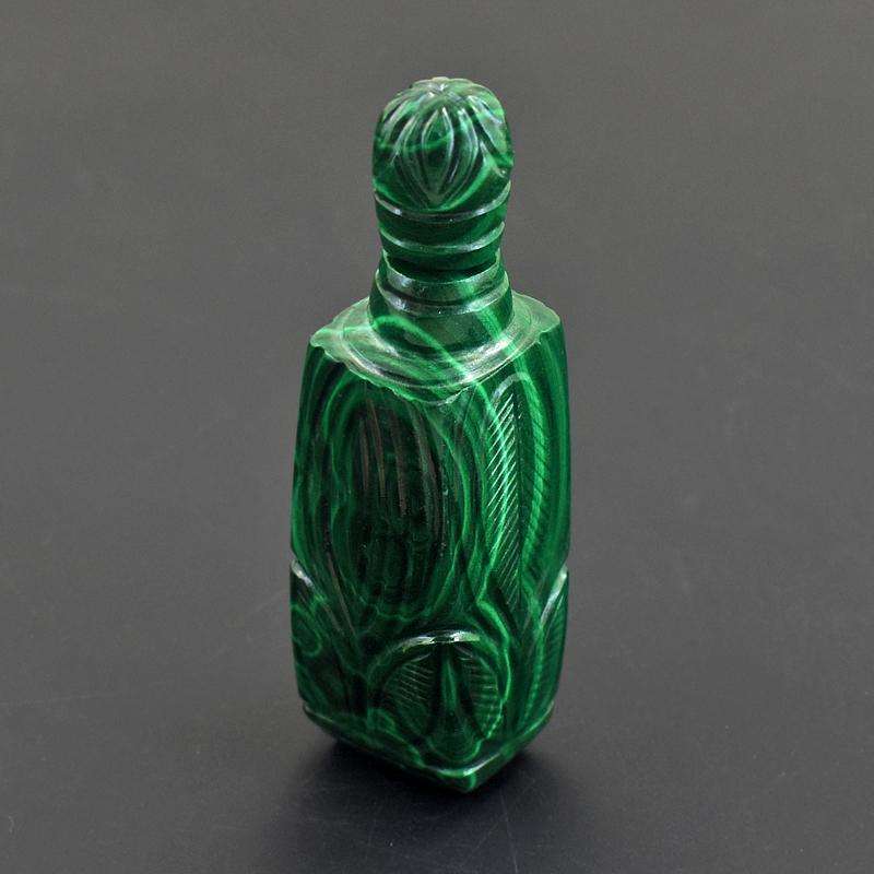 gemsmore:Exclusive Genuine Malachite Carved Perfume Bottle