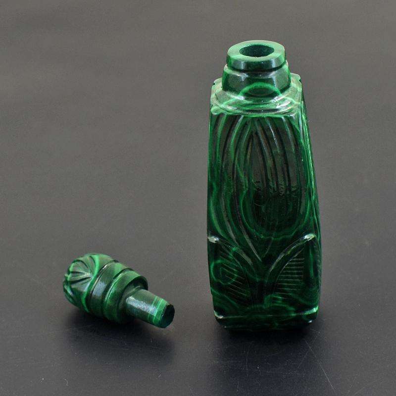 gemsmore:Exclusive Genuine Malachite Carved Perfume Bottle