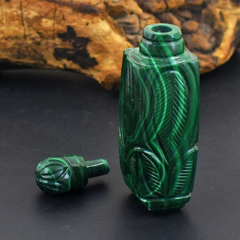 gemsmore:Exclusive Genuine Malachite Carved Perfume Bottle