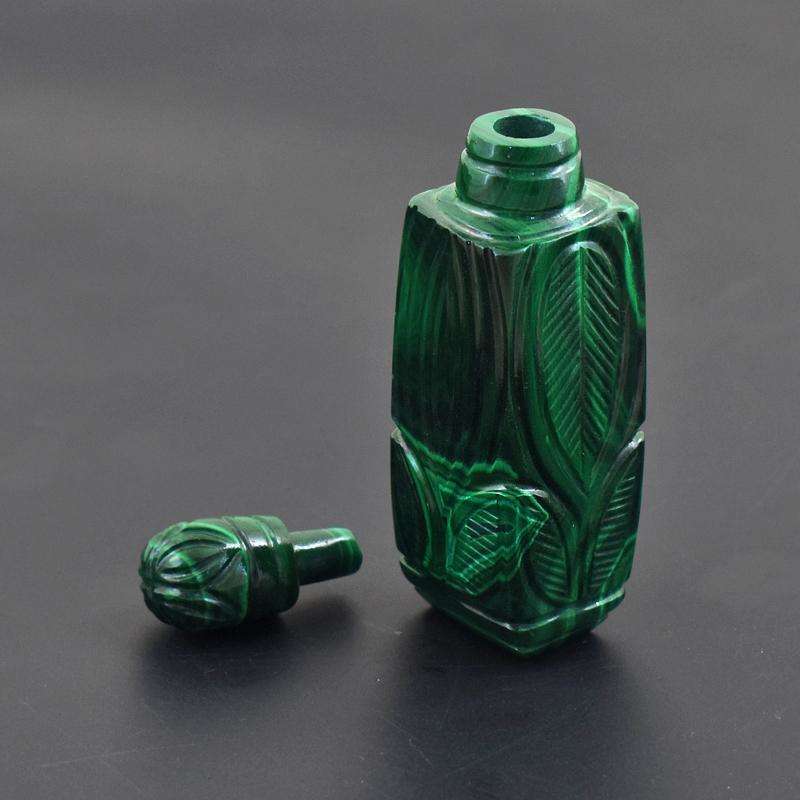 gemsmore:Exclusive Genuine Malachite Carved Perfume Bottle