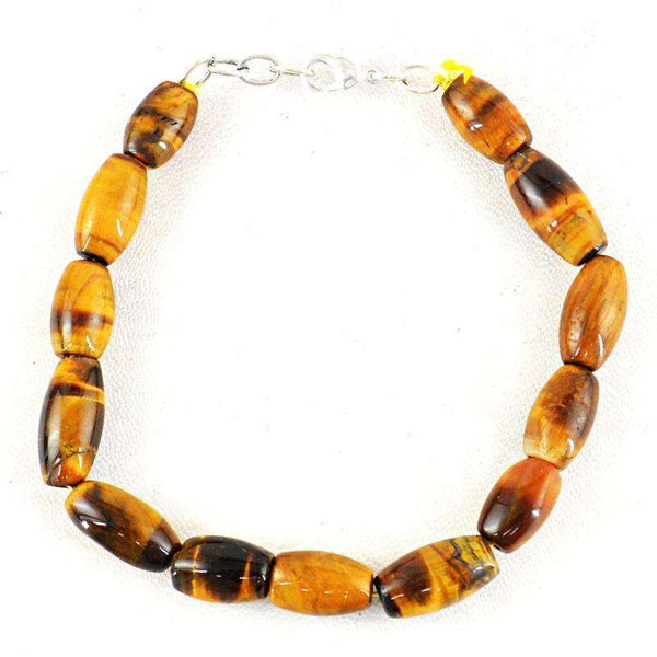 gemsmore:Exclusive Golden Tiger Eye Beads Bracelet Natural Untreated