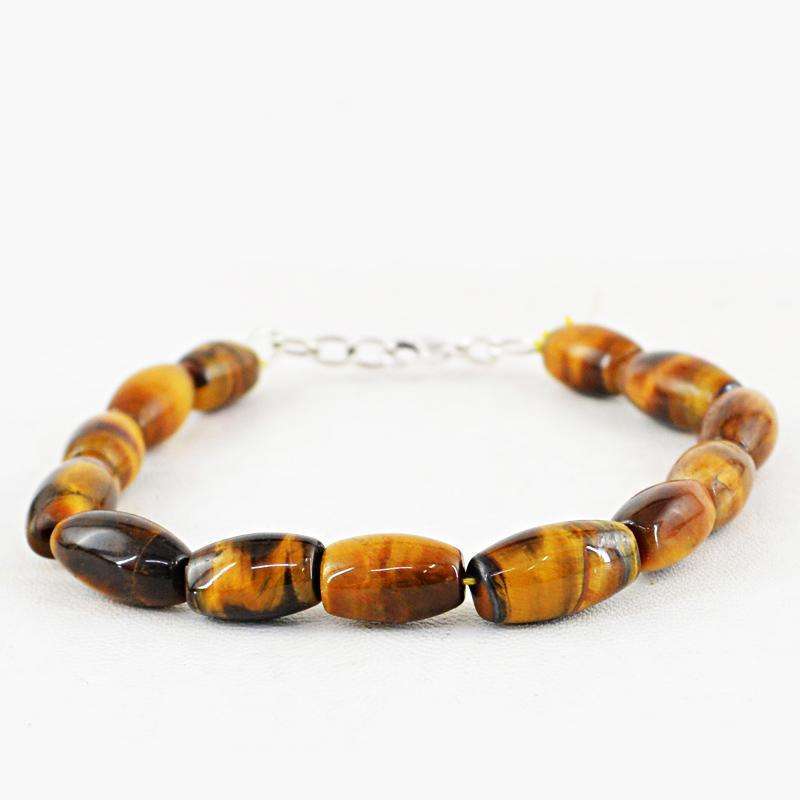 gemsmore:Exclusive Golden Tiger Eye Beads Bracelet Natural Untreated