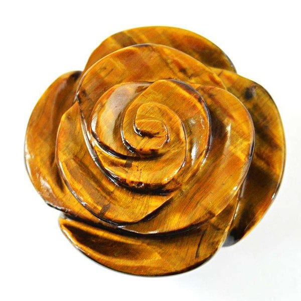 gemsmore:Exclusive Golden Tiger Eye Beautifully Carved Rose