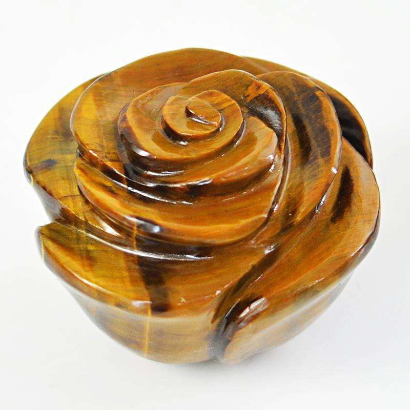 gemsmore:Exclusive Golden Tiger Eye Beautifully Carved Rose