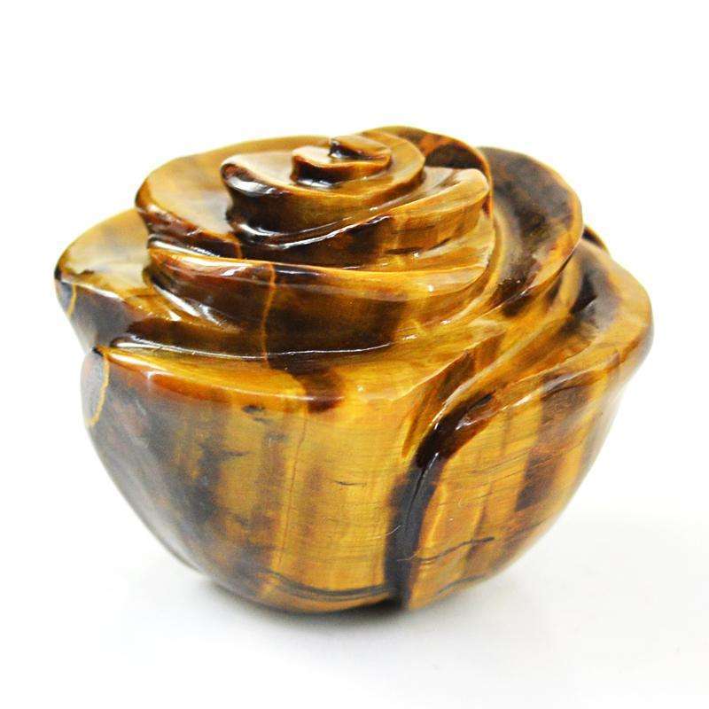 gemsmore:Exclusive Golden Tiger Eye Beautifully Carved Rose