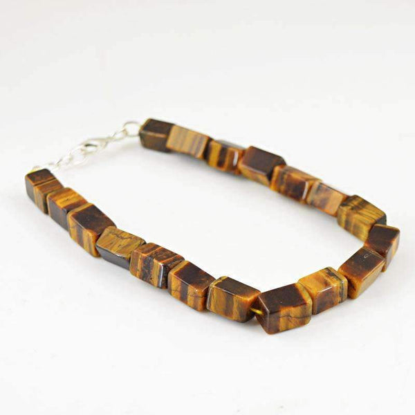 gemsmore:Exclusive Golden Tiger Eye Bracelet Natural Untreated Beads