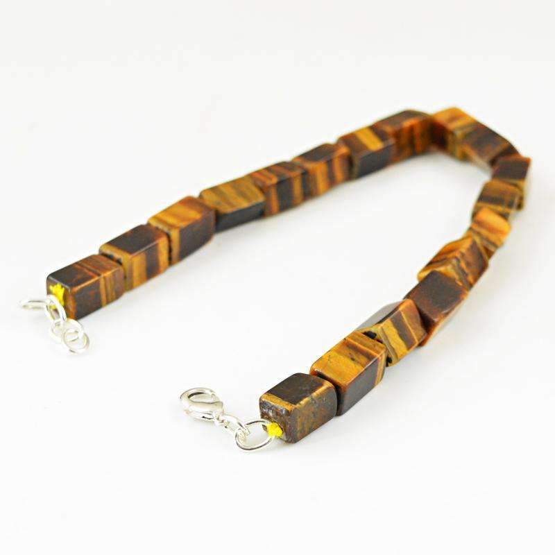 gemsmore:Exclusive Golden Tiger Eye Bracelet Natural Untreated Beads