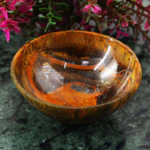 gemsmore:Exclusive Golden Tiger Eye Carved Bowl