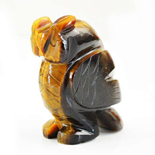 gemsmore:Exclusive Golden Tiger Eye Carved Gemstone Owl