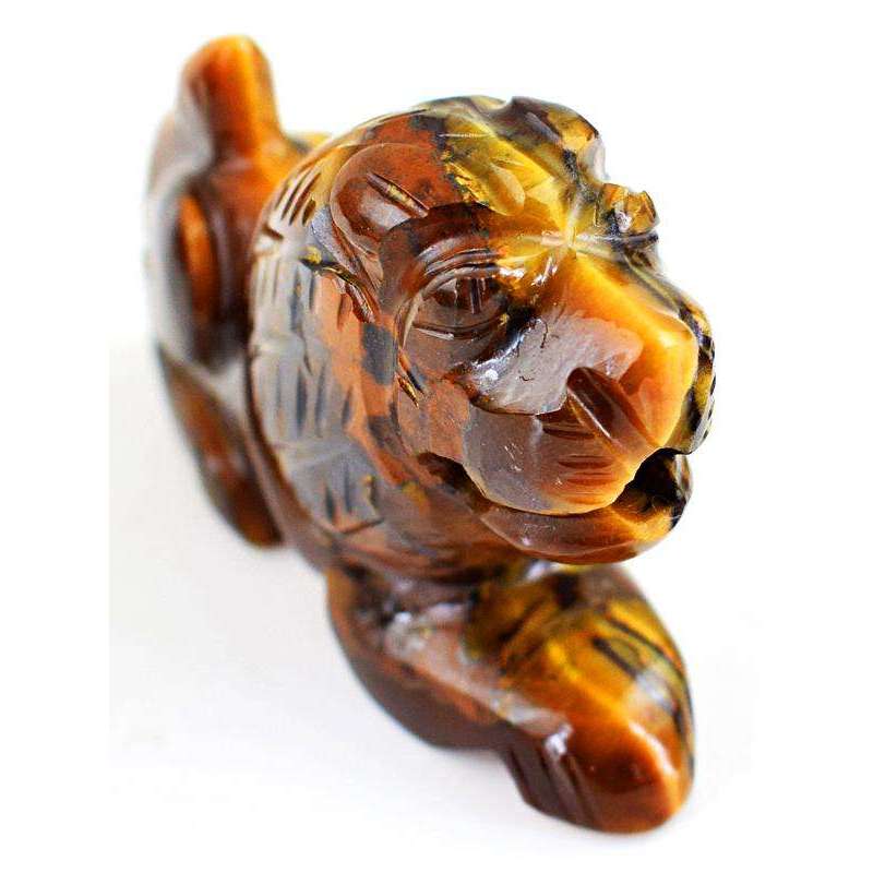 gemsmore:Exclusive Golden Tiger Eye Carved Lion - King Of Forest