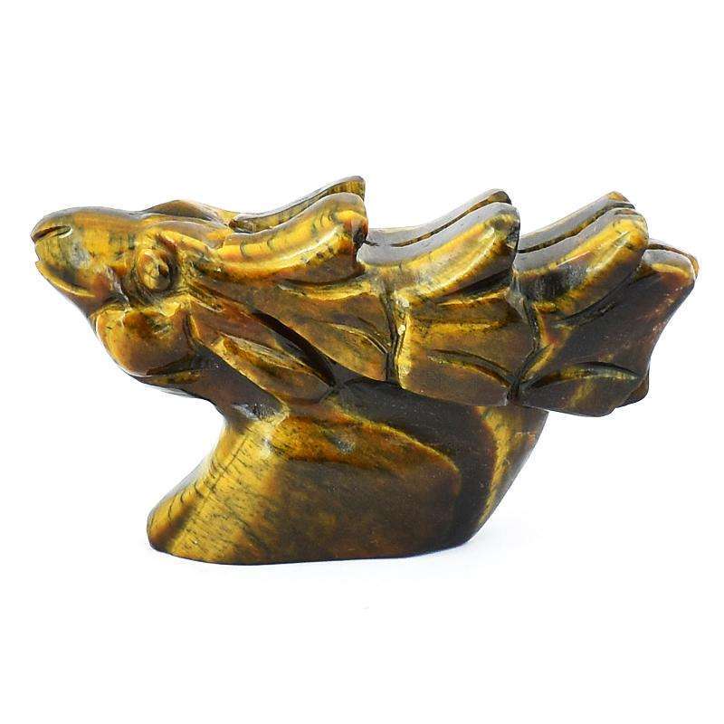 gemsmore:Exclusive Golden Tiger Eye Carved Reindeer Head