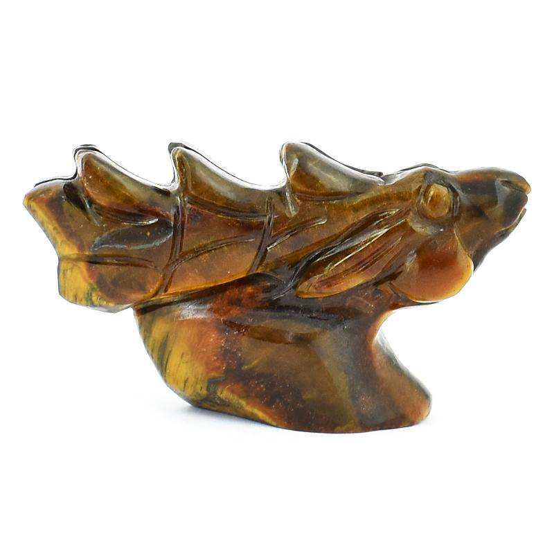 gemsmore:Exclusive Golden Tiger Eye Carved Reindeer Head