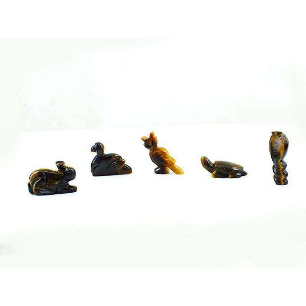 gemsmore:Exclusive Golden Tiger Eye Hand Carved Animal Lot