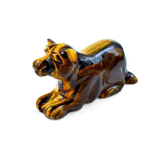 gemsmore:Exclusive Golden Tiger Eye Hand Carved Doggy