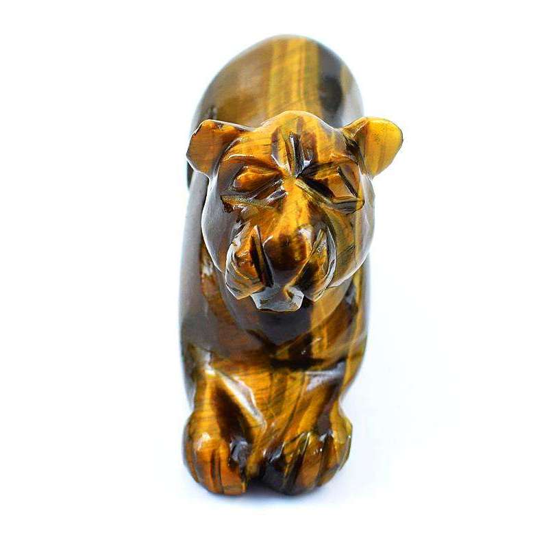 gemsmore:Exclusive Golden Tiger Eye Hand Carved Doggy