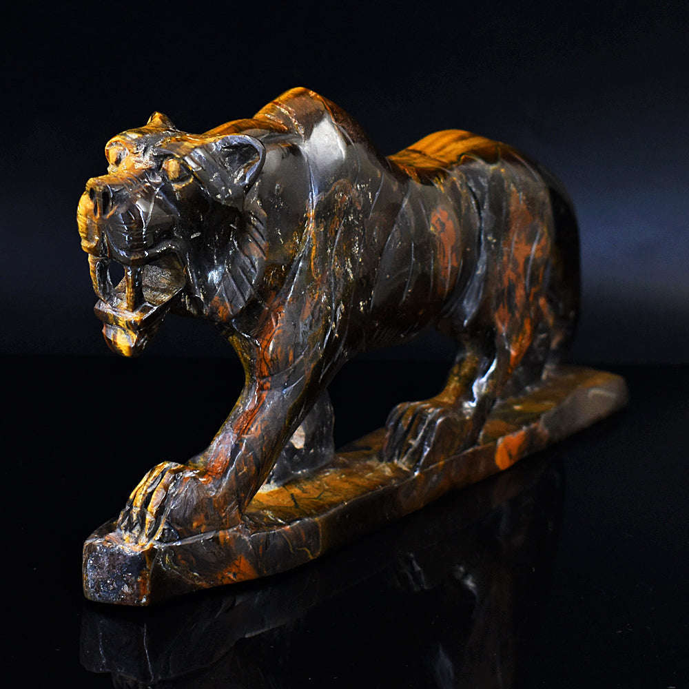 gemsmore:Exclusive Golden Tiger Eye Hand Carved Lion