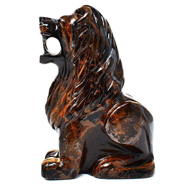 gemsmore:Exclusive Golden Tiger Eye Hand Carved Lion