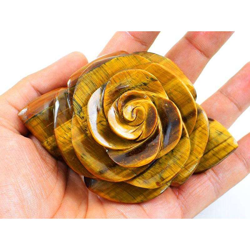 gemsmore:Exclusive Golden Tiger Eye Hand Carved Rose