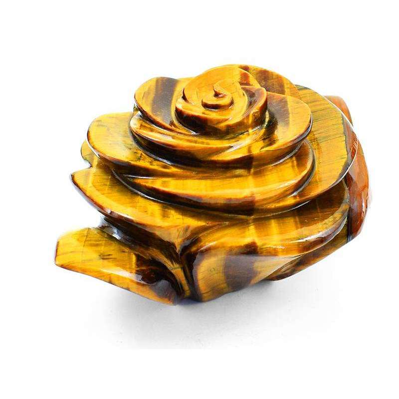 gemsmore:Exclusive Golden Tiger Eye Hand Carved Rose