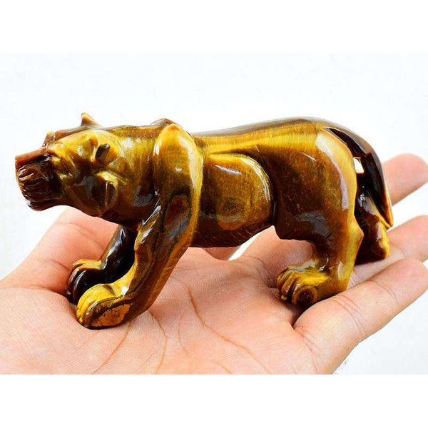 gemsmore:Exclusive Golden Tiger Eye Hand Carved Tiger