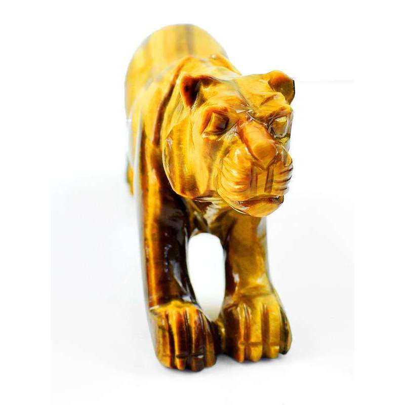 gemsmore:Exclusive Golden Tiger Eye Hand Carved Tiger