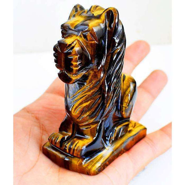 gemsmore:Exclusive Golden Tiger Eye Hand Carved Tiger