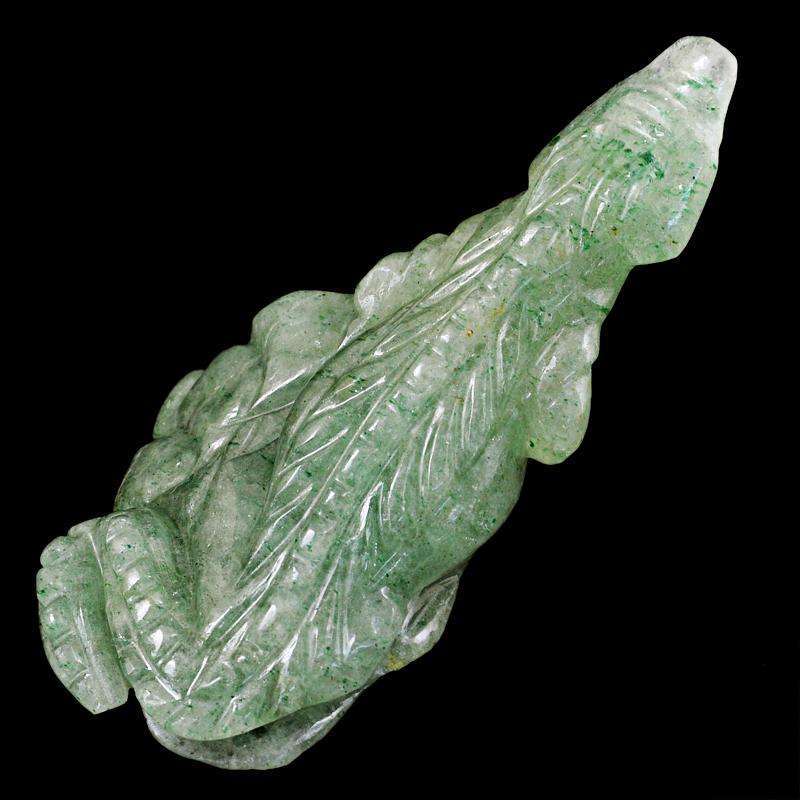 gemsmore:Exclusive Green Aquamarine Carved Crocodile On Rock