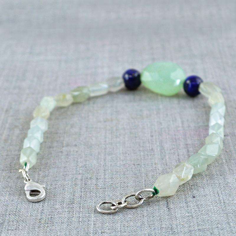 gemsmore:Exclusive Green Aquamarine & Green Chalcedony Bracelet Natural Faceted Beads