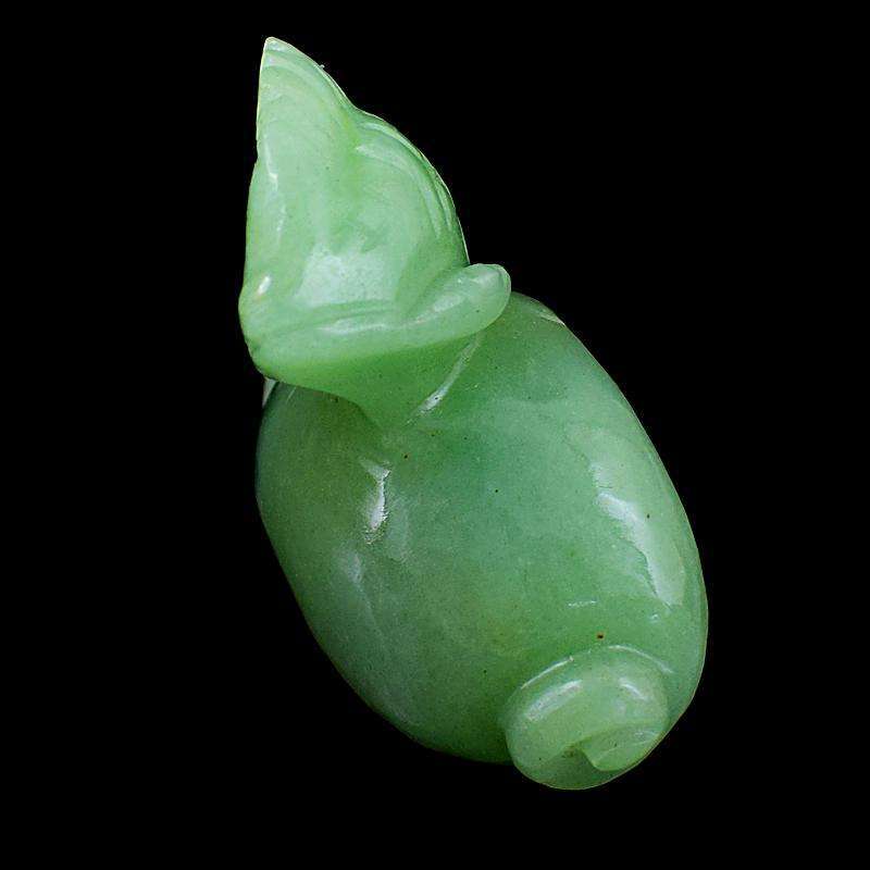 gemsmore:Exclusive Green Aventurine Hand Carved Fish on Conch