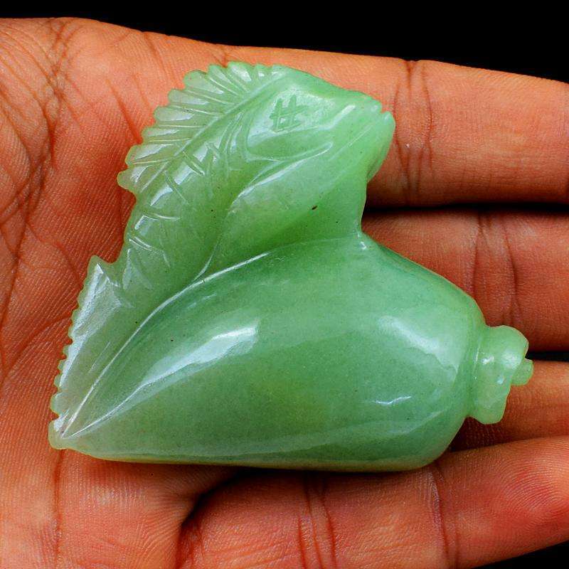 gemsmore:Exclusive Green Aventurine Hand Carved Fish on Conch