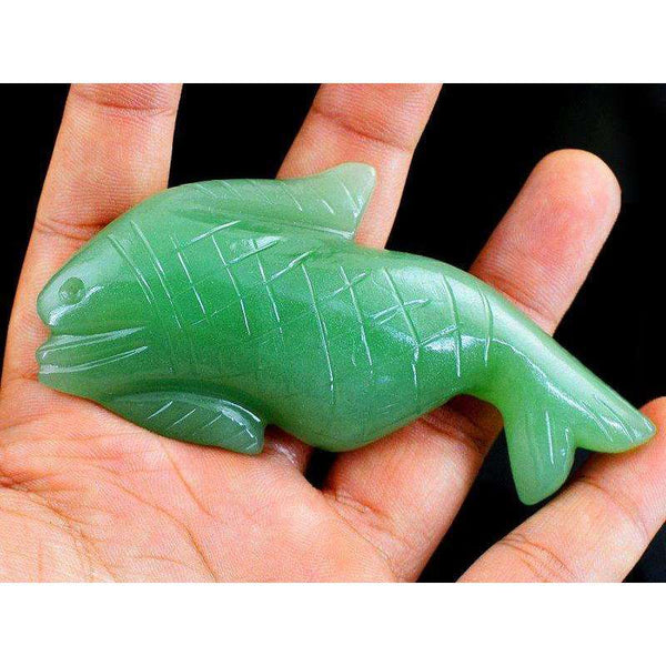gemsmore:Exclusive Green Aventurine Hand Carved Fish